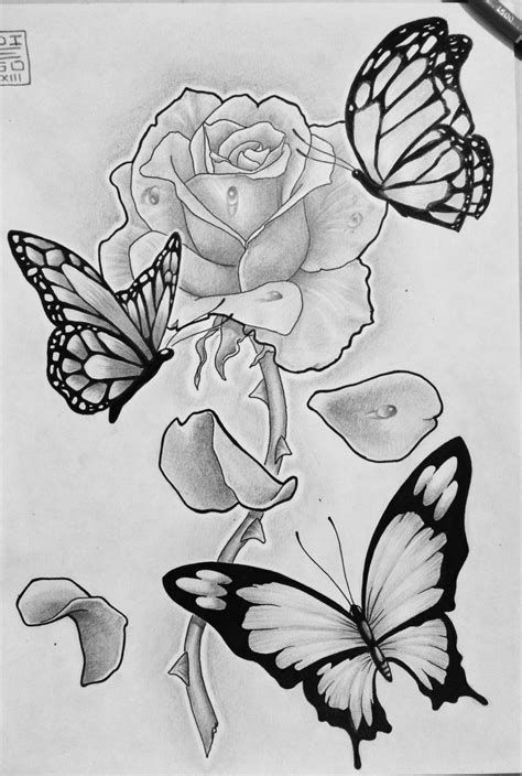 Resultado de imagen de Drawings of Flowers and Butterflies