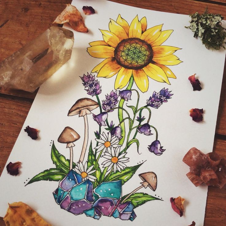 luna-patchouli: “ Sunflower, lavender, bluebells and daisies commission! ♥...