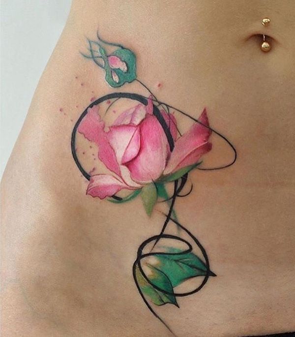 3D Pink rose tattoo - 120+ Meaningful Rose Tattoo Designs