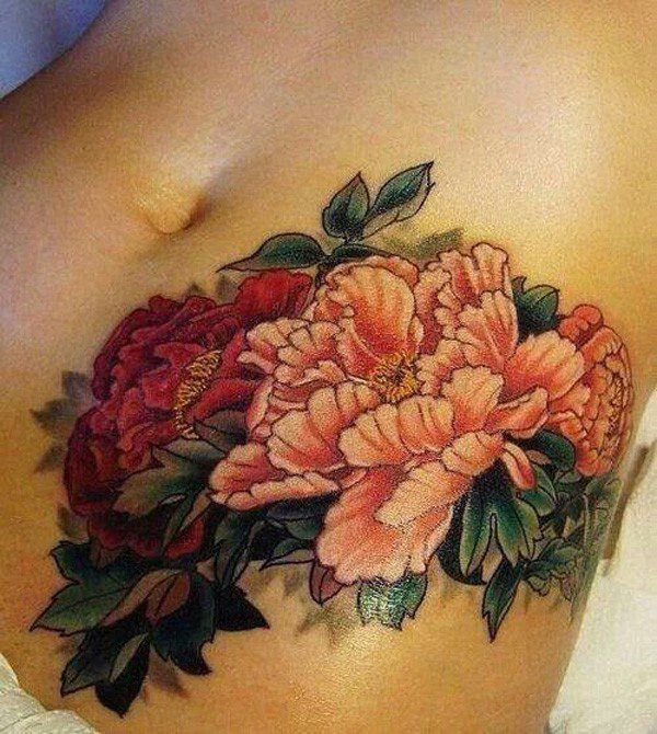 The colorful tattoo is rendered in realistic style. The vibrant color is beautif...