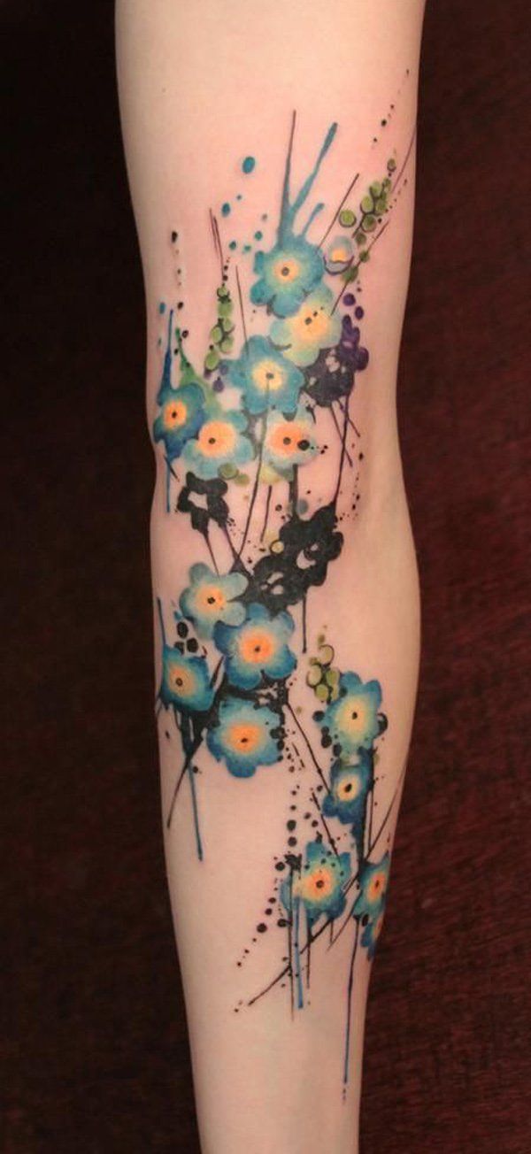 Tiny Blue Flowers arm tattoo - 60 Awesome Arm Tattoo Designs