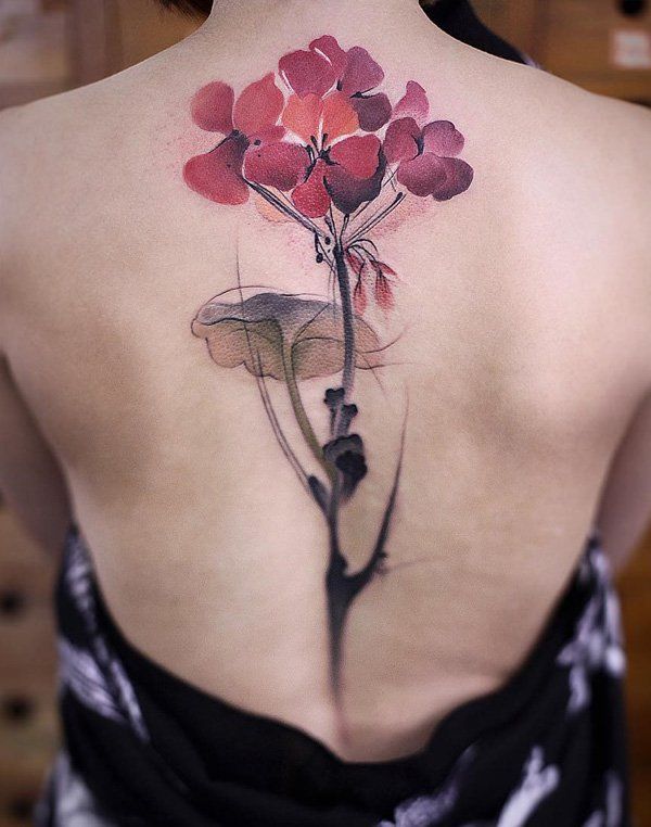Flower spine tattoo - 40+ Spine Tattoo Ideas for Women