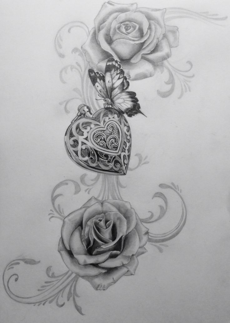 Flower Tattoos : Amulett draw drawing Rose roses Butterfly - Flowers.tn