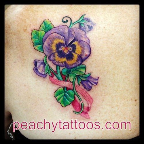Flower & Pink Ribbon tattoo, in honor of mi abuelita who was a survivor