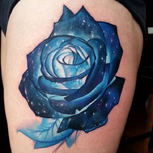 Galaxy in a Rose. This beautiful tattoo depicts a sparkly rose exploring our spa...
