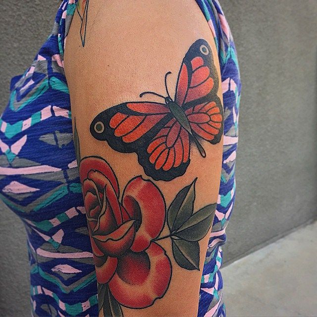 Rose and Butterfly tattoo by Robert Hamilton Samuel