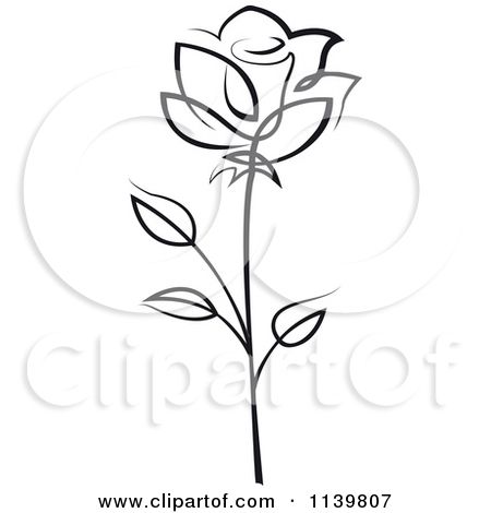 Clipart Of A Black And White Rose Flower 17 - Royalty Free Vector Illustration b...