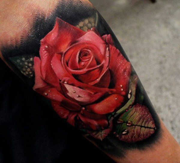 3D red Roses Tattoo - 65+ Beautiful Flower Tattoo Designs