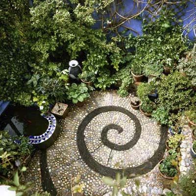 spiral pebble mosaic