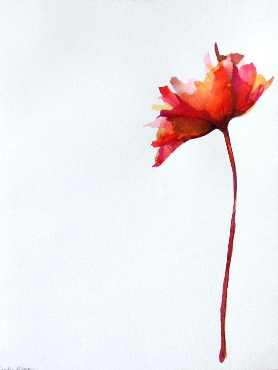 Original flower drawing on paper - Ink wash color/ watercolor/modern art flower/...