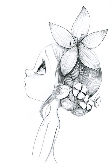 Sketch cute little #girl #illustration big head
