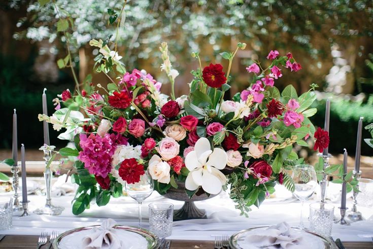 Lush Pink Floral Wedding Centrepiece // Photography ~ White Images