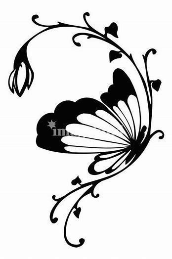Image result for Line Drawings of Flowers and Butterflies