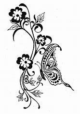 Image result for Line Drawings of Flowers and Butterflies