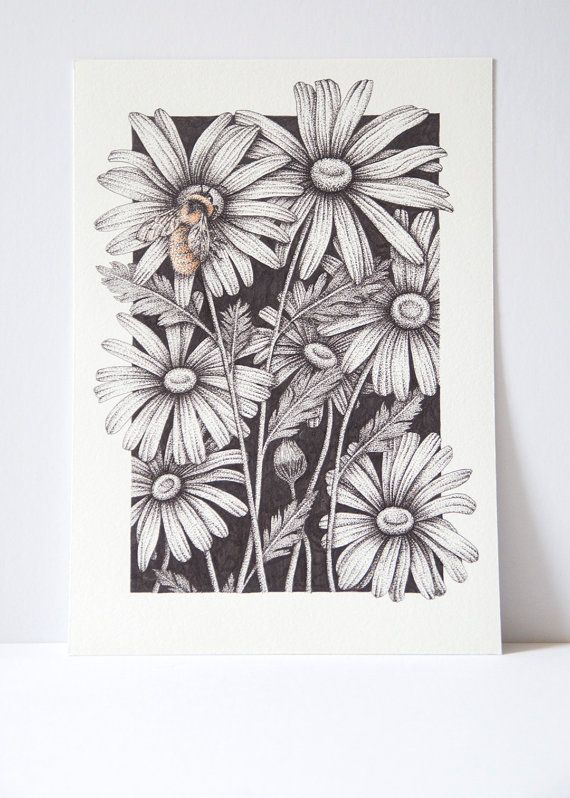 Flowers Drawings Inspiration Bumble Bee Print Bee Art Save The
