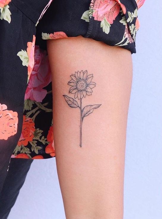 Flowers Drawings : Sunflower upper inner arm tattoo - Flowers.tn