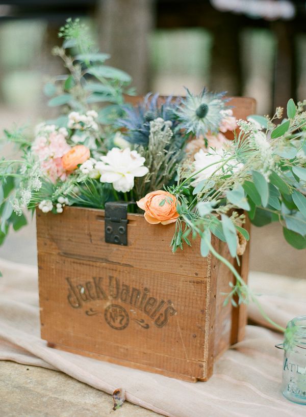Weddings Flower Arrangements : wooden box with florals as rustic  centerpiece #rustic #diy #weddingchicks www.we... - Flowers.tn - Leading  Flowers Magazine, Daily Beautiful flowers for all occasions