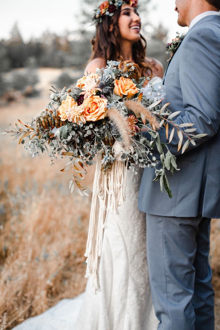 boho style wedding bouquet with macrame wrap  #wedding #weddingshoes #weddingday...