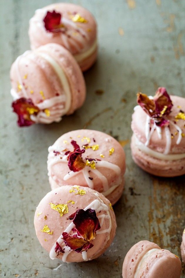 Jasmine Rose Macarons, filled with raspberry jasmine flavoured jam and champagne...