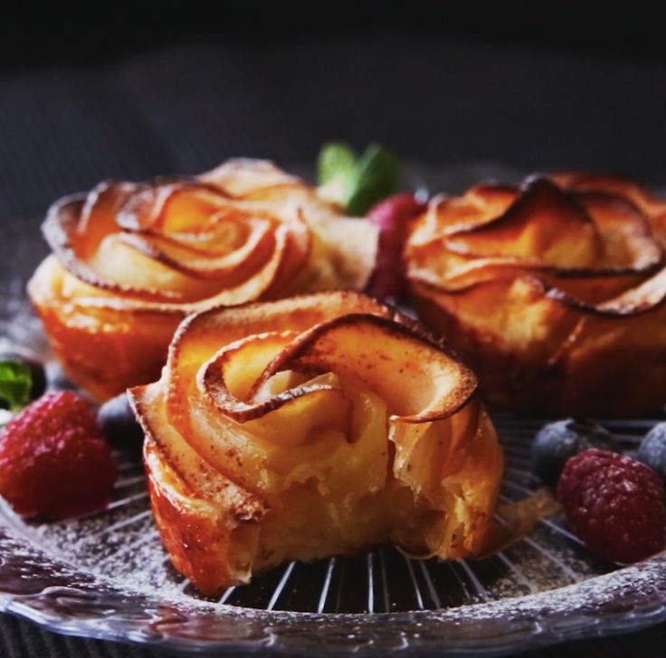Apple Cream Cheese Rose Tarts.  In comments people also suggest preserves instea...