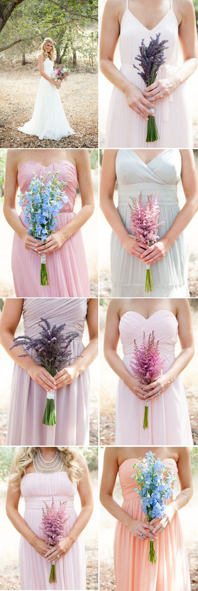 Mix-matched Bridesmaid Bouquets in Pastels PHOTO SOURCE • KRISTEN BEINKE PHOTO...