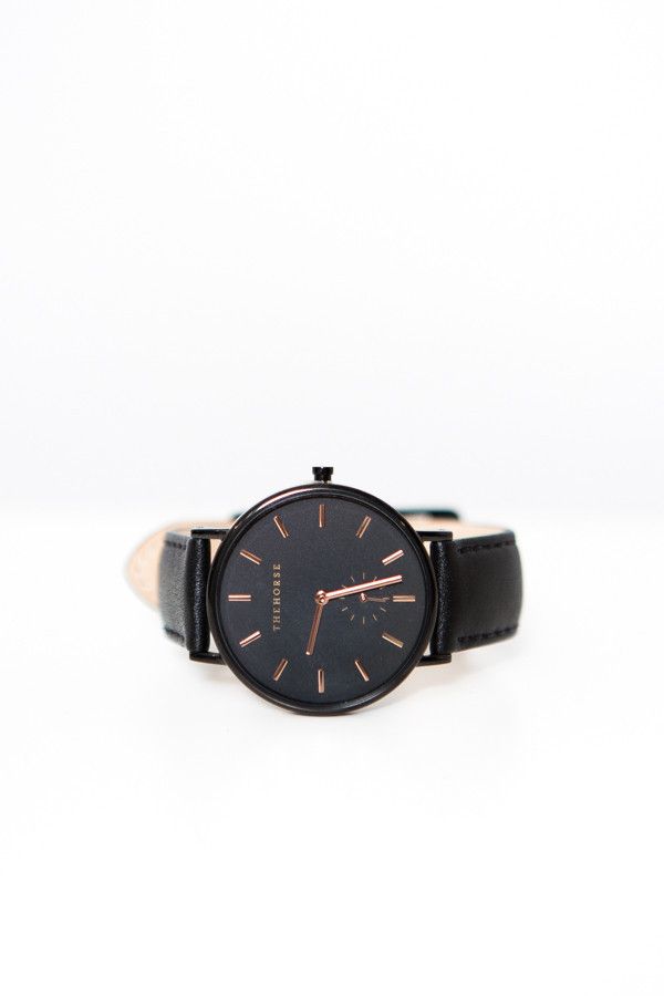 The Horse Classic Leather Watch - Black / Rose Gold – Parc